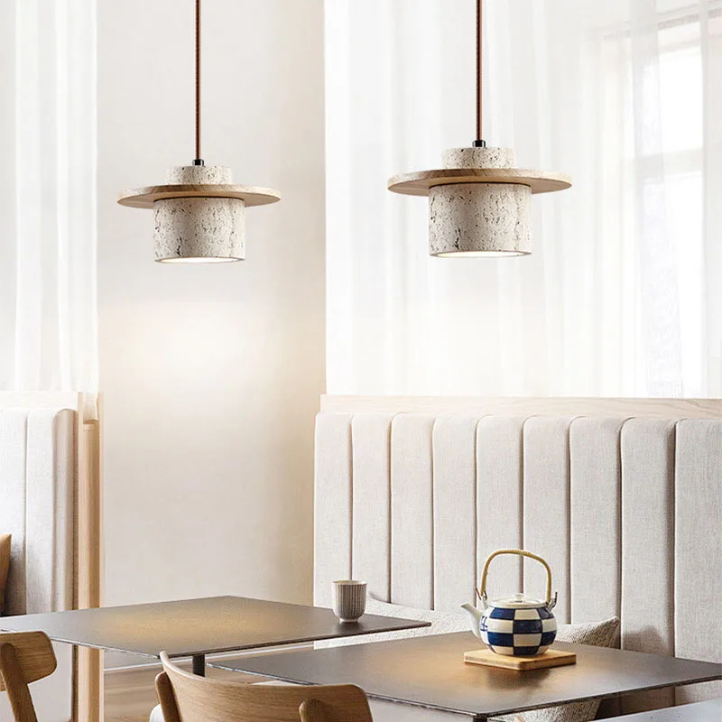 Japandi Wabi Sabi Stone Pendant Light Rustic Bedroom Cafe Lamp - Image 3