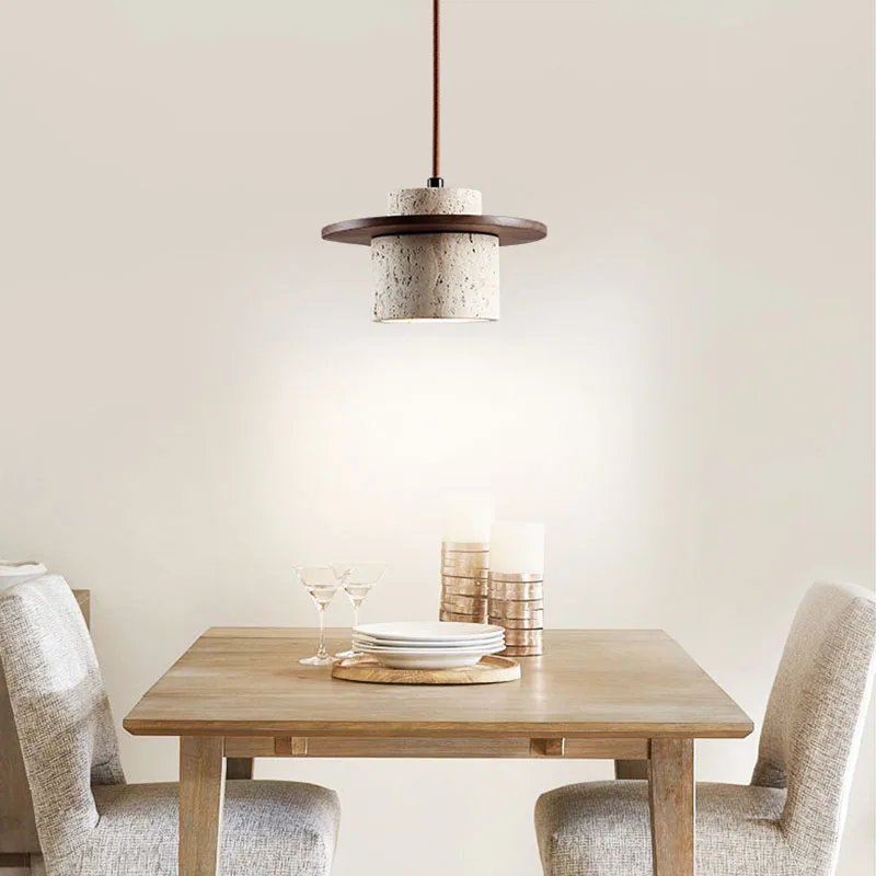 Japandi Wabi Sabi Stone Pendant Light Rustic Bedroom Cafe Lamp - Image 4