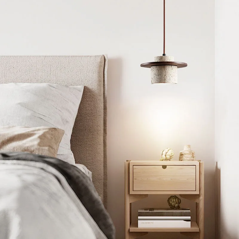 Japandi Wabi Sabi Stone Pendant Light Rustic Bedroom Cafe Lamp - Image 5