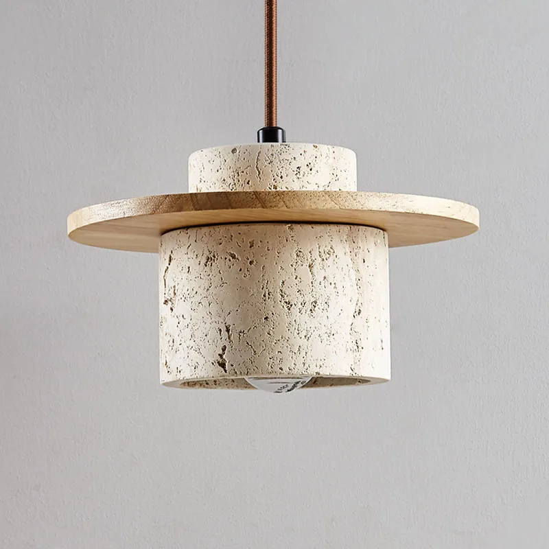 Japandi Wabi Sabi Stone Pendant Light Rustic Bedroom Cafe Lamp - Image 7