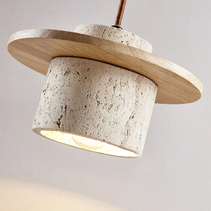 Japandi Wabi Sabi Stone Pendant Light Rustic Bedroom Cafe Lamp - Image 8