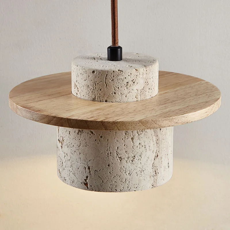 Japandi Wabi Sabi Stone Pendant Light Rustic Bedroom Cafe Lamp - Image 9