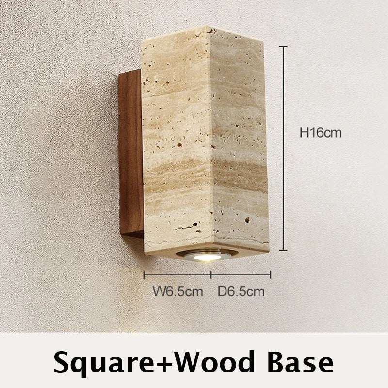 Japandi Yellow Marble LED Wall Sconce Wabi Sabi Bedside Light - Image 20