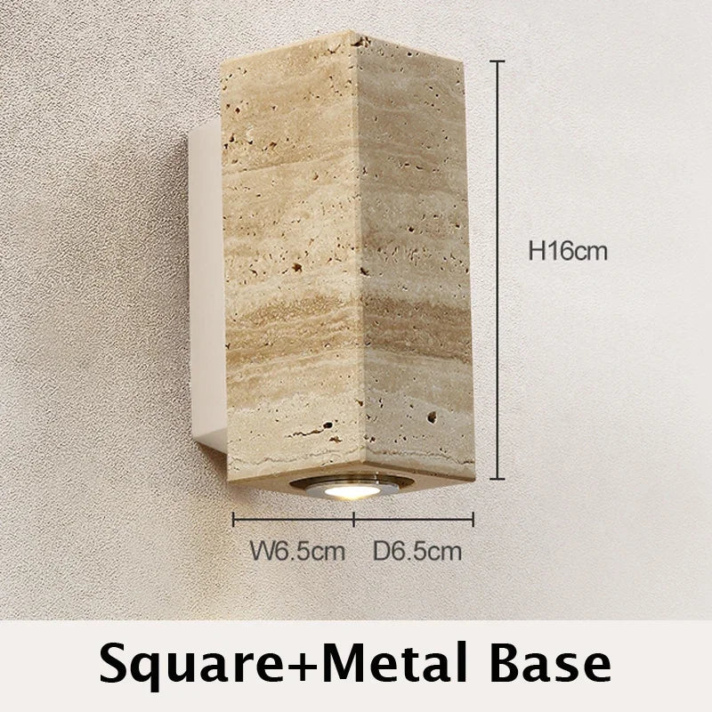 Japandi Yellow Marble LED Wall Sconce Wabi Sabi Bedside Light - Image 21
