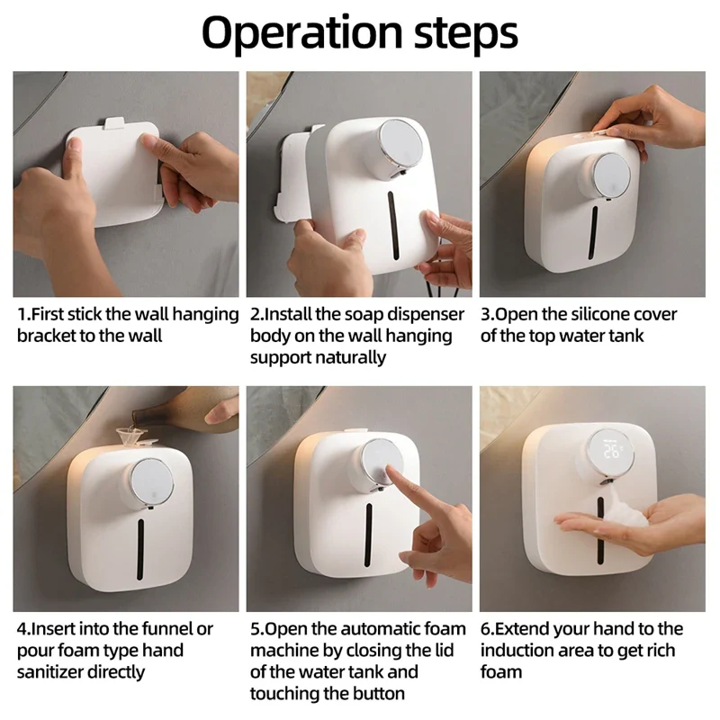 Wall-mounted Automatic Soap Dispenser with Infrared Sensor Touchless Foam USB Rechargeable - Image 8