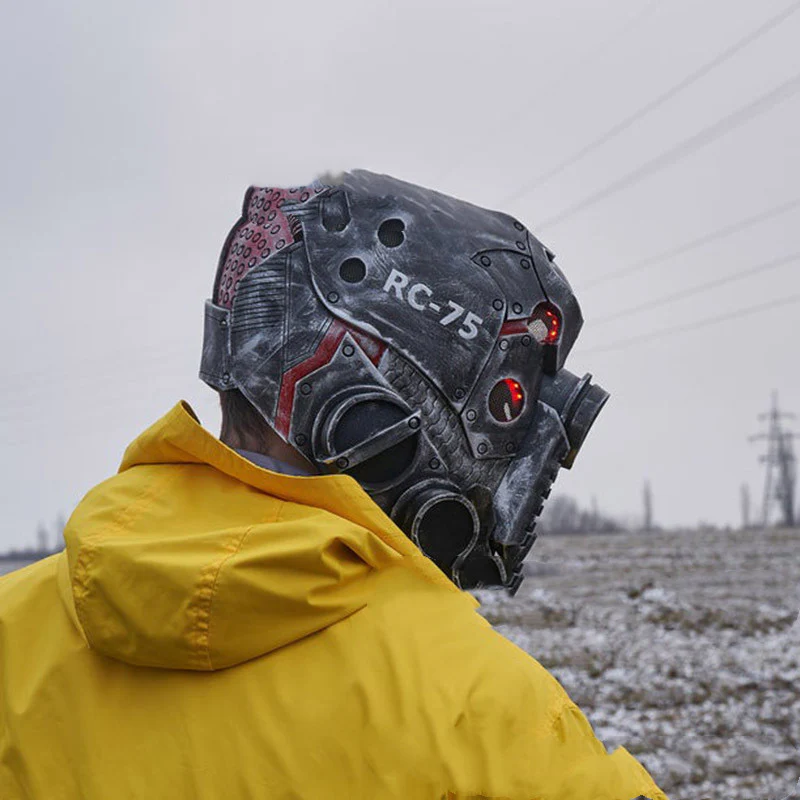 Cyberpunk Mask Helmet Black Latex Adult Halloween Cosplay - Image 5