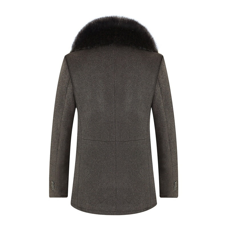 Warm Classic Men's Coat - Single-Breasted, Polyester - Image 2