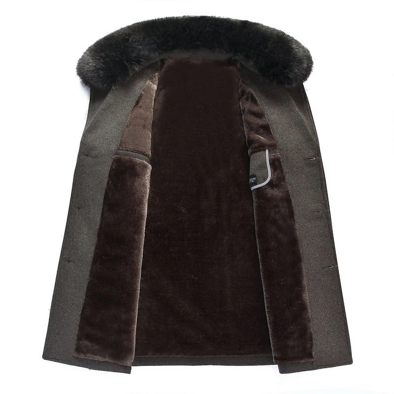 Warm Classic Men's Coat - Single-Breasted, Polyester - Image 4