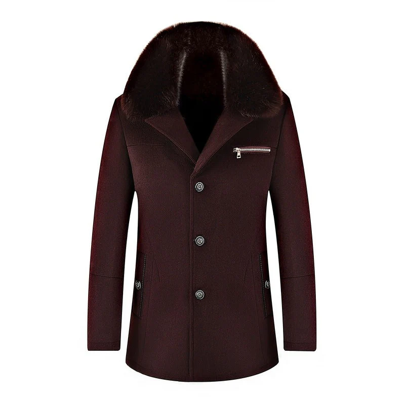 Warm Classic Men's Coat - Single-Breasted, Polyester - Image 6
