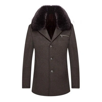 Warm Classic Men's Coat - Single-Breasted, Polyester - Image 7