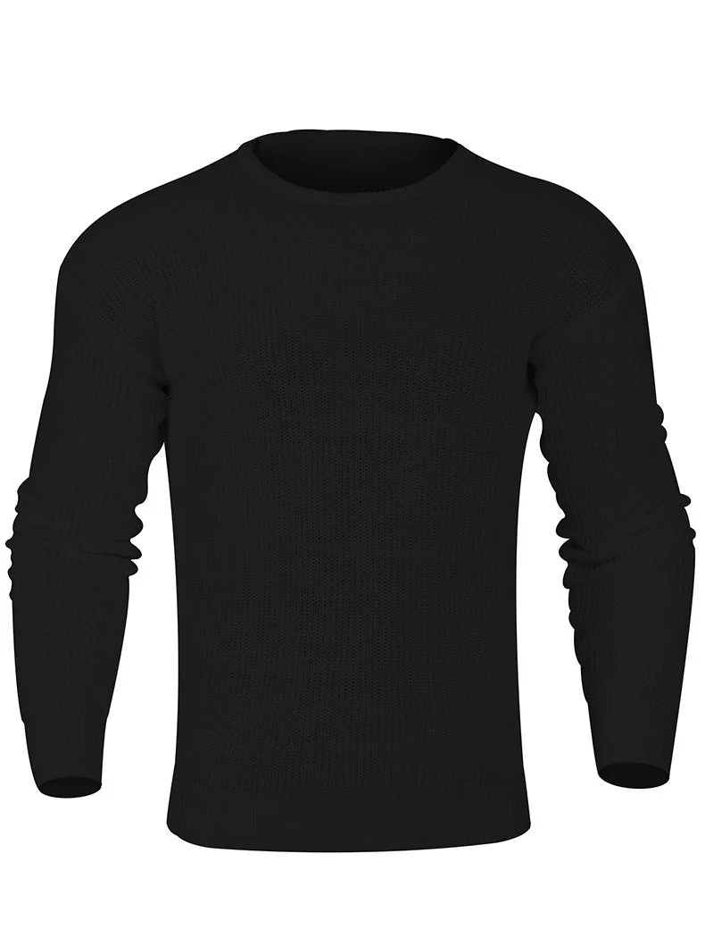 Warm Classic Men's Knit Sweater - Crew Neck, Ribbed Winter - Image 4