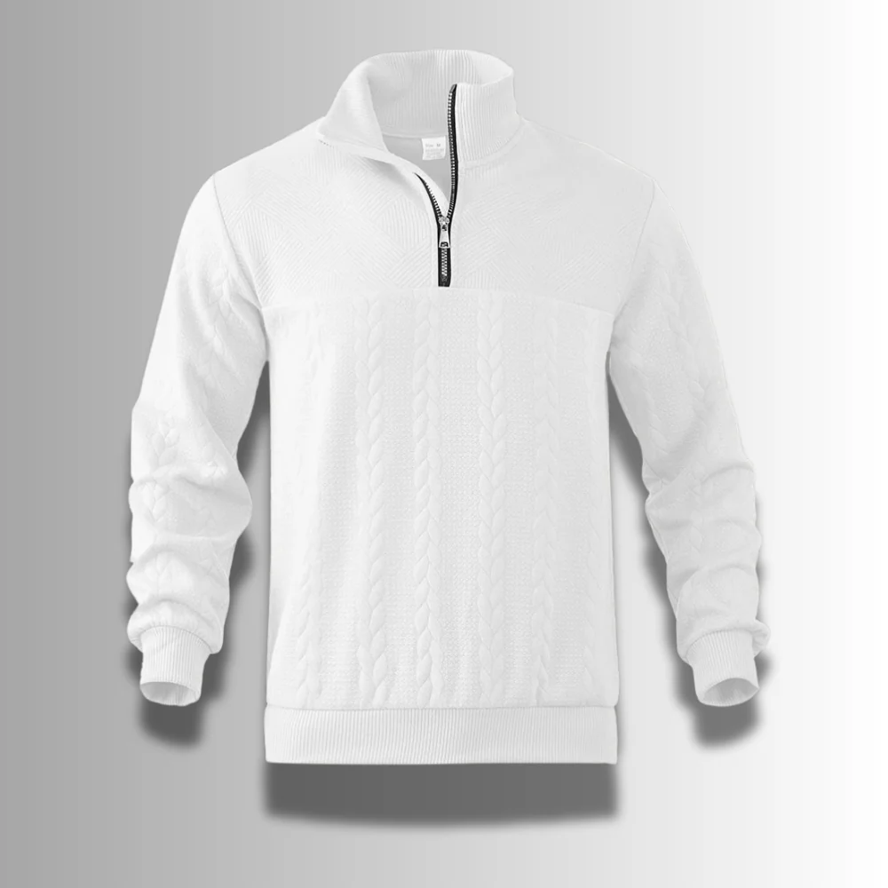 Warm Classic Men's Merino Quarter Zip Sweater – Cable, Wool - Image 5