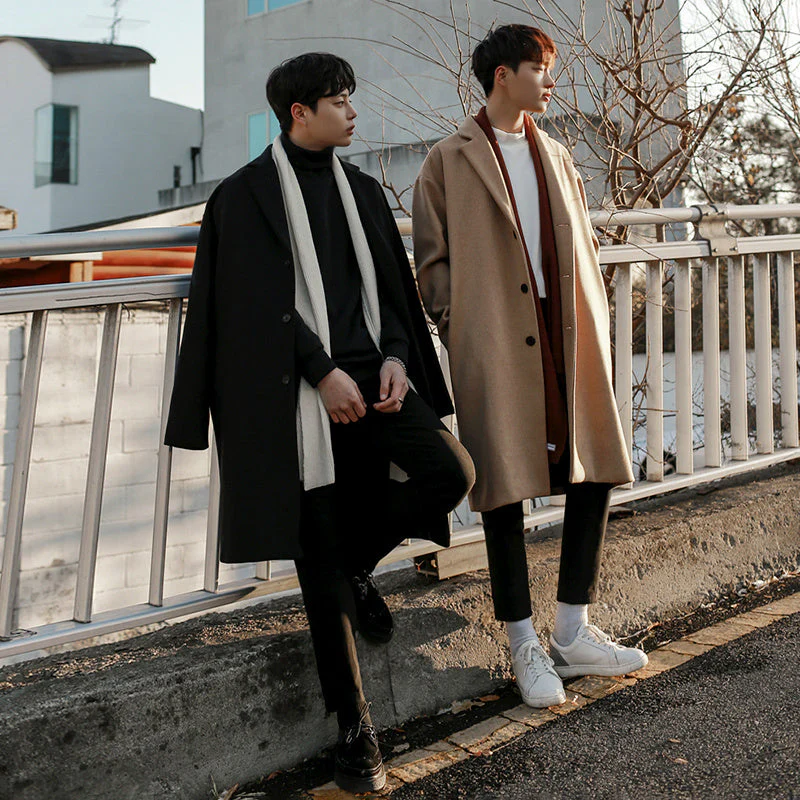 Warm Classic Men's Wool Coat - Mid Length, Wool Winter - Image 3