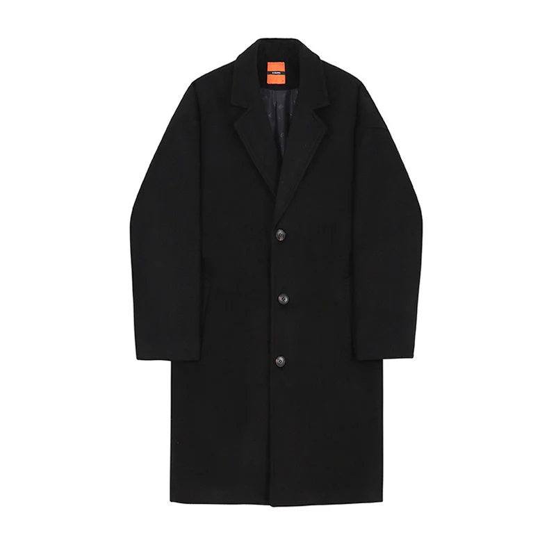 Warm Classic Men's Wool Coat - Mid Length, Wool Winter - Image 4