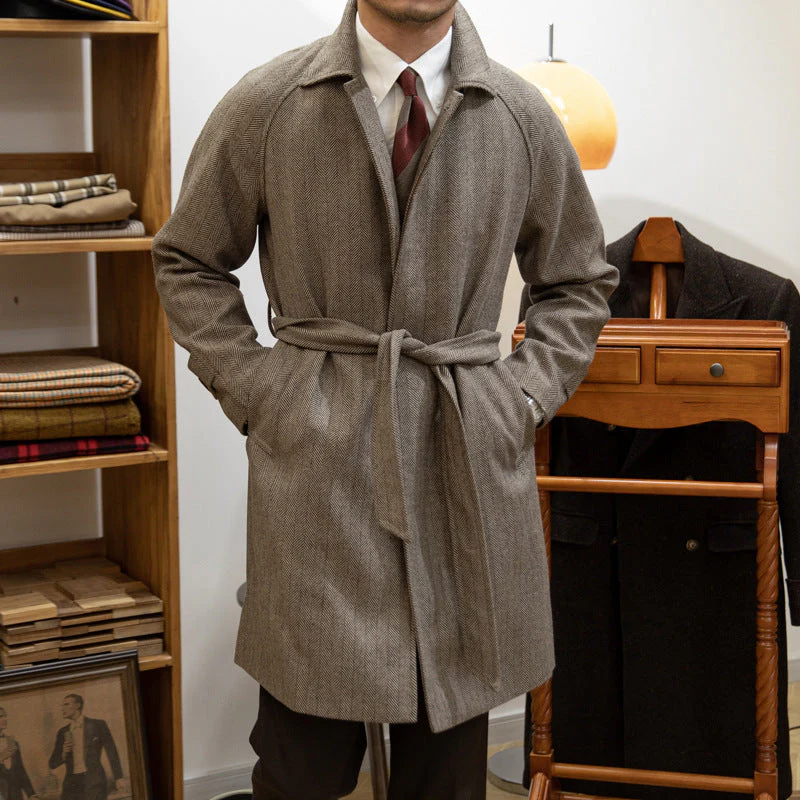 Warm Classic Men's Wool Overcoat - Knee Length, British - Image 4