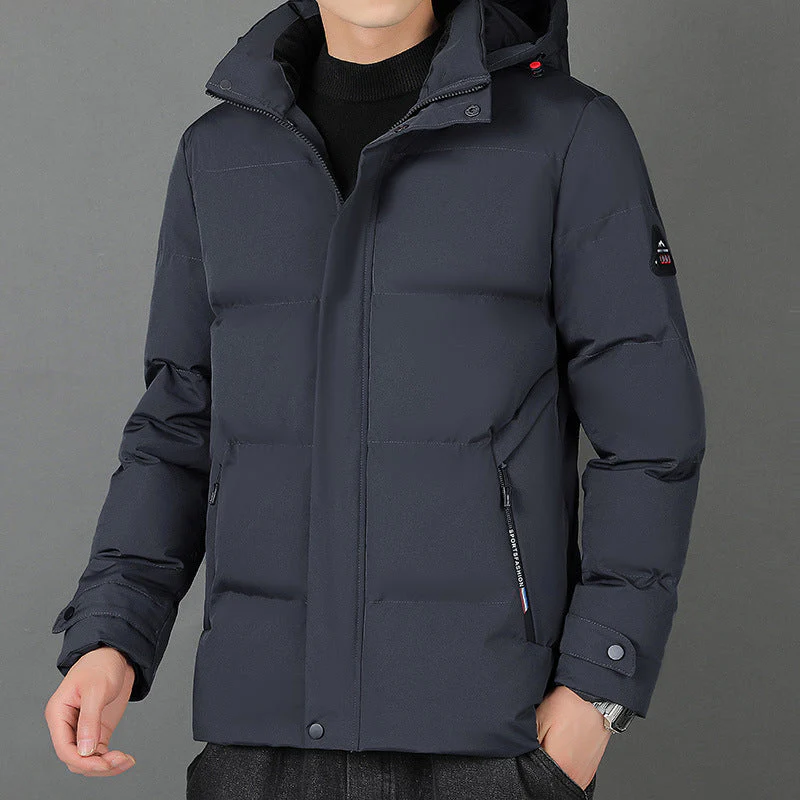 Warm Classic Mens Hooded Jacket - Padded, Cotton, City Wear - Image 3