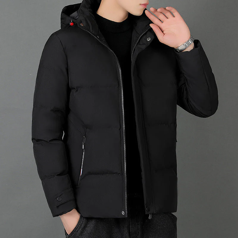 Warm Classic Mens Hooded Jacket - Padded, Cotton, City Wear - Image 4