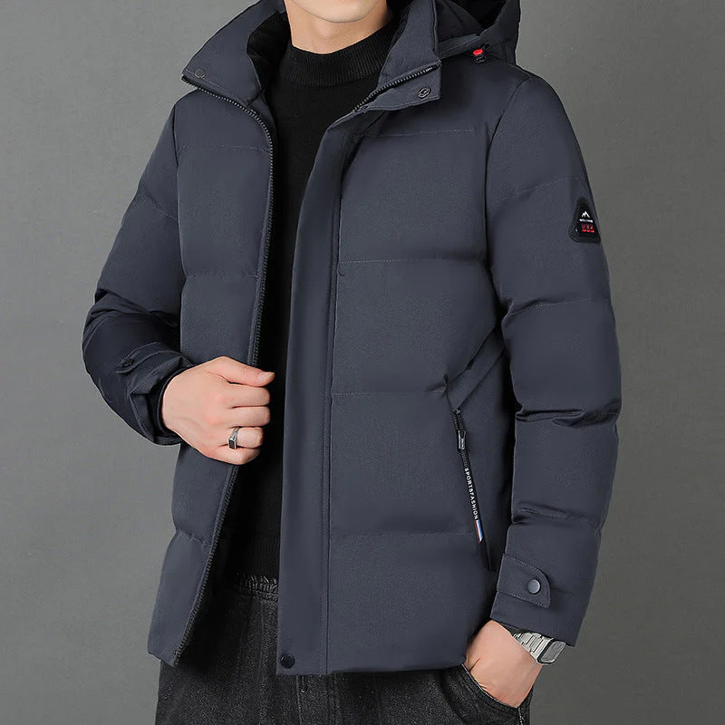 Warm Classic Mens Hooded Jacket - Padded, Cotton, City Wear - Image 8