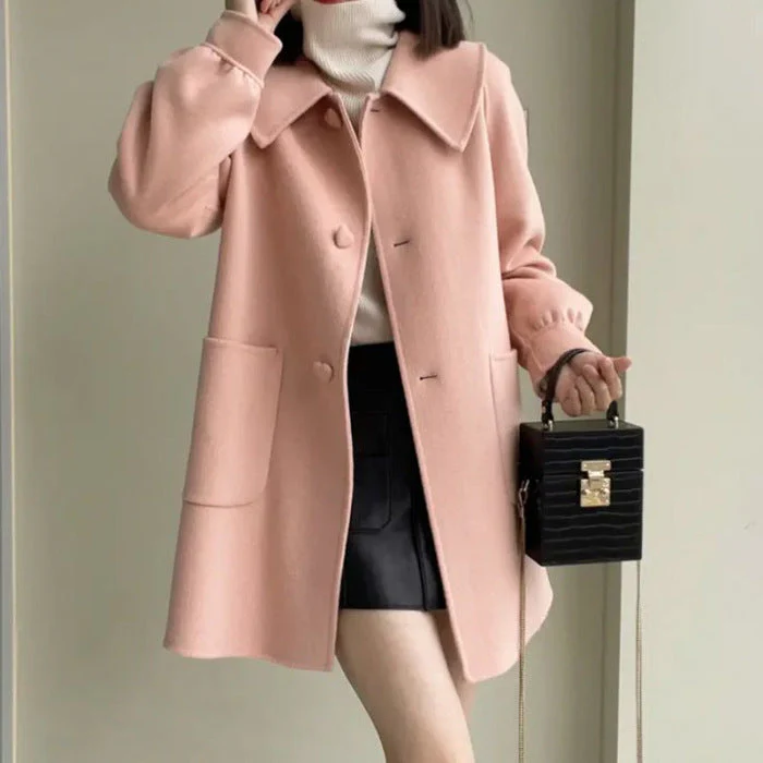 Warm Classic Women’s Wool Coat - Slim A Line, Wool For Fall - Image 5