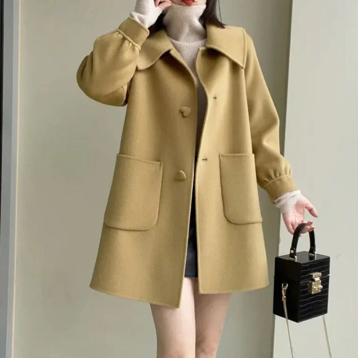 Warm Classic Women’s Wool Coat - Slim A Line, Wool For Fall - Image 7