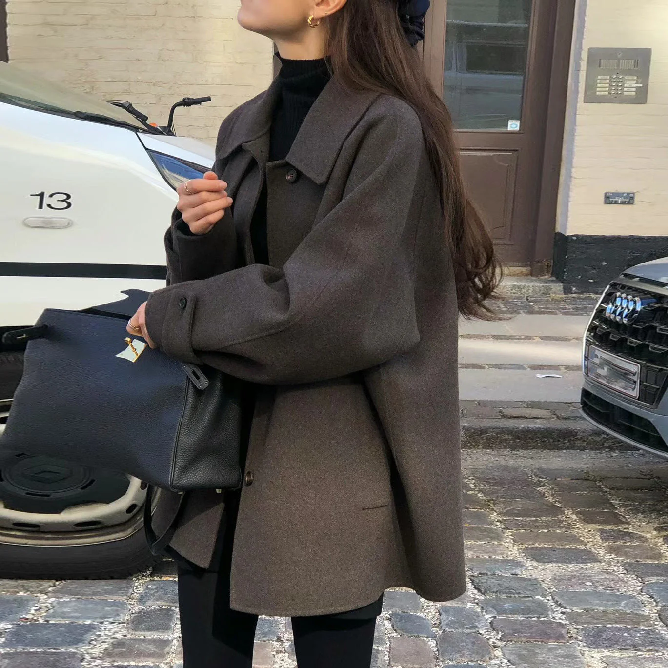 Warm Classic Women Wool Coat - Midlength A Line For Winter - Image 4