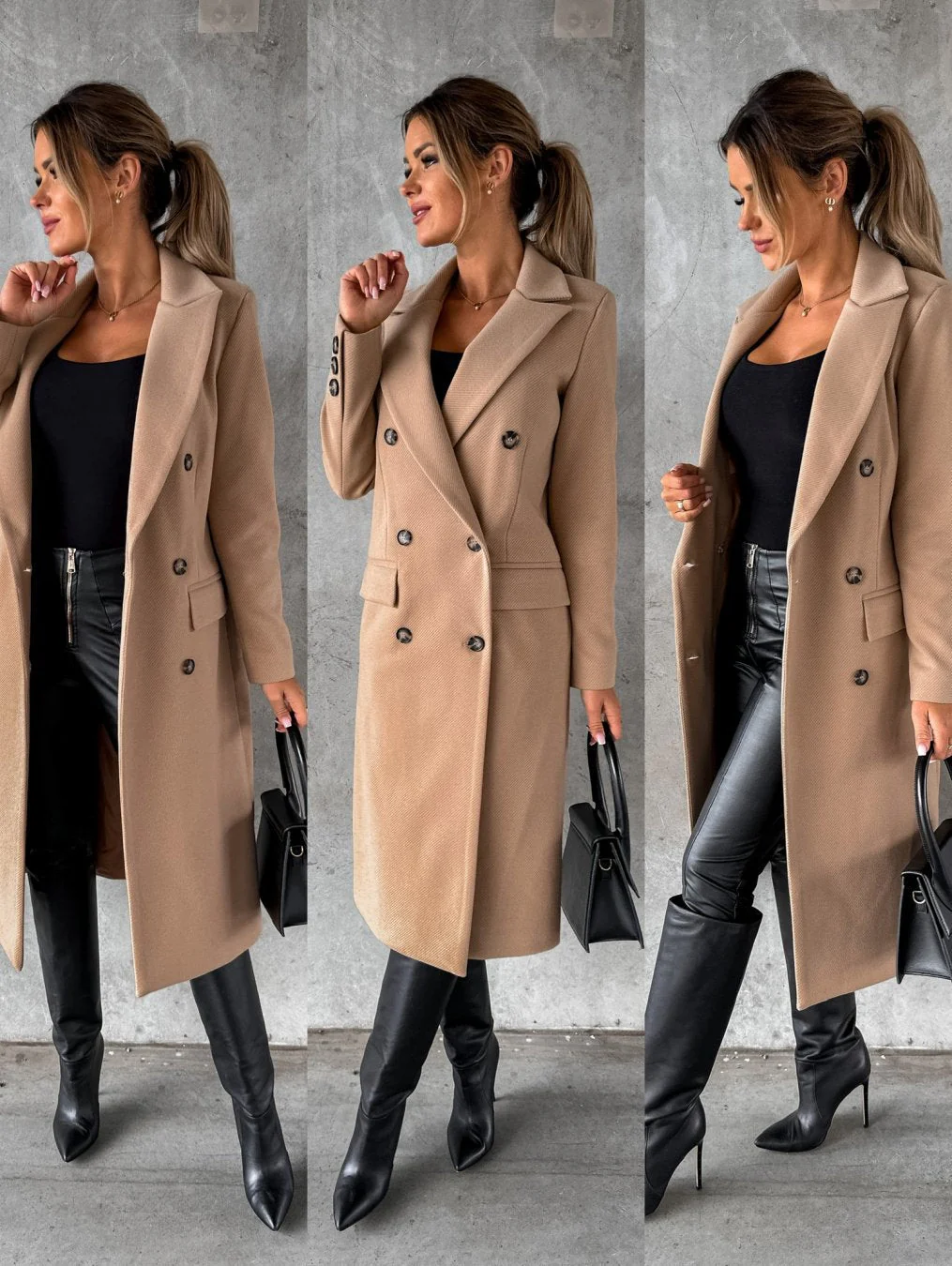 Warm Classic Womens Coat - Double-Breasted Wool, Winter - Image 5