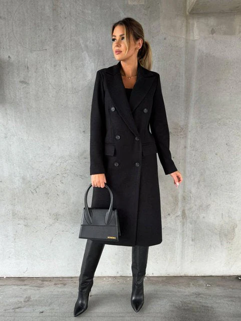 Warm Classic Womens Coat - Double-Breasted Wool, Winter - Image 8