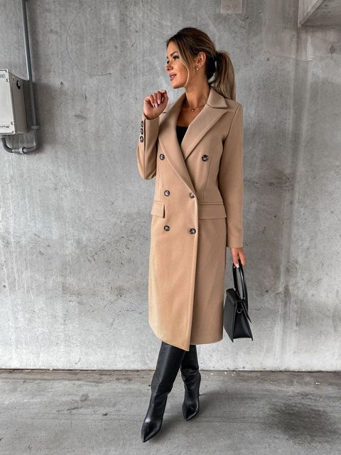 Warm Classic Womens Coat - Double-Breasted Wool, Winter - Image 9