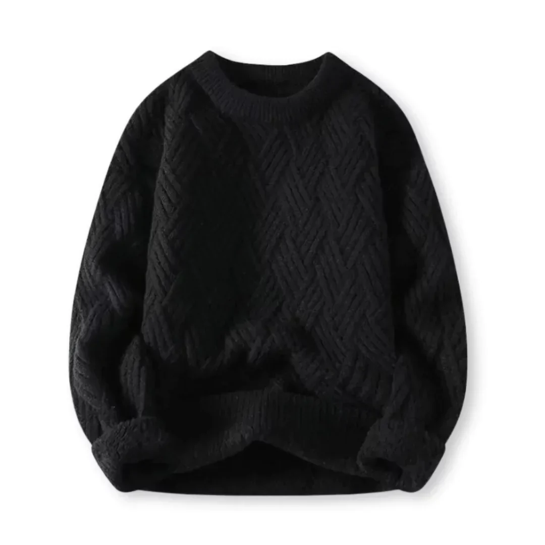 Warm Cozy Men's Cable Knit Sweater - Crewneck Wool Blend - Image 5