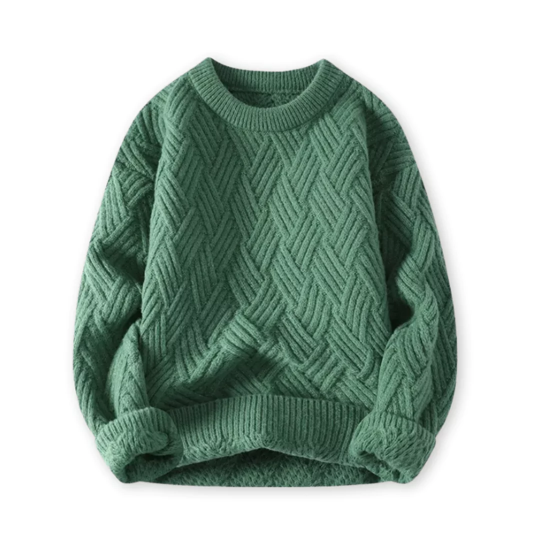 Warm Cozy Men's Cable Knit Sweater - Crewneck Wool Blend - Image 6