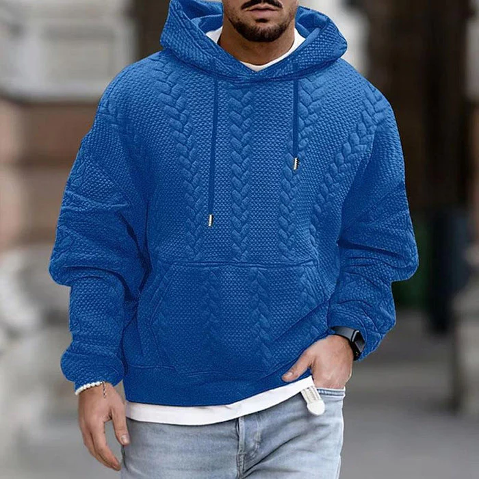 Warm Cozy Men’s Hooded Pullover - Cable Knit, Casual Wear - Image 2