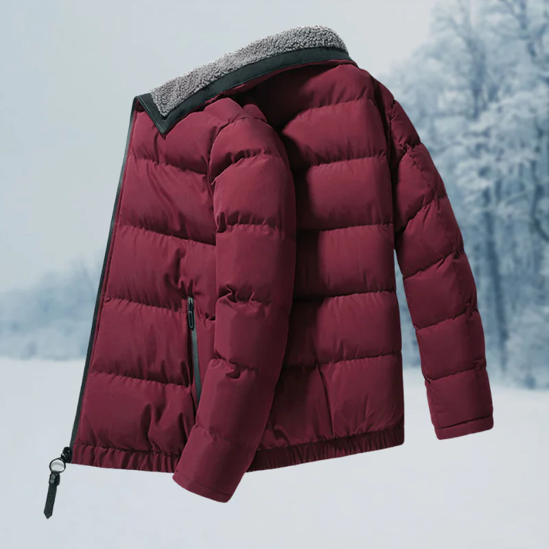 Warm Cozy Men's Jacket - Puffer, Sherpa Lined, Commuting - Image 2