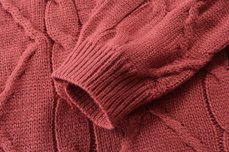 Warm Cozy Men's Turtleneck Sweater - Loose Cable Knit - Image 4