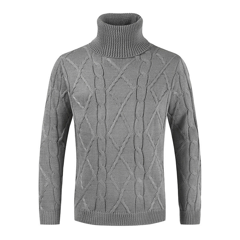 Warm Cozy Men's Turtleneck Sweater - Loose Cable Knit - Image 7