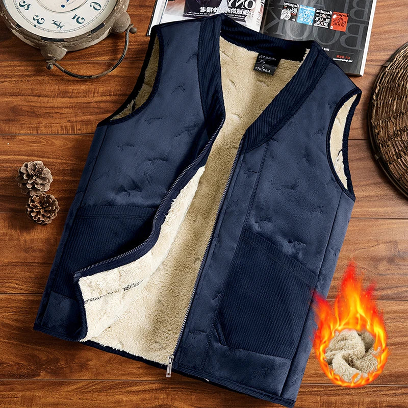 Warm Cozy Men's Vest - Sleeveless Zipper, Lined Winter - Image 2