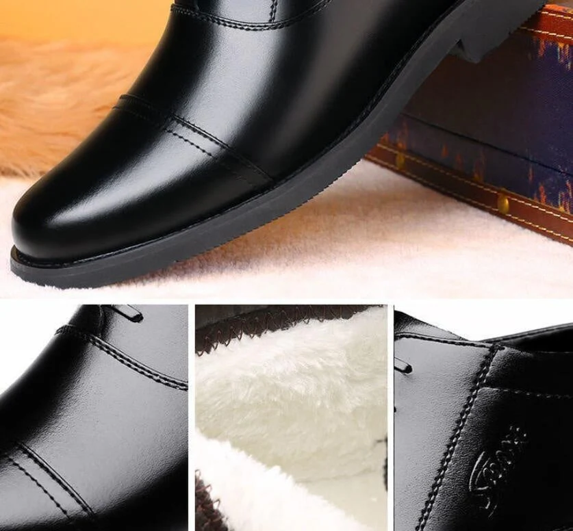 Warm Cozy Mens Ankle Boots - Cap Toe, PU Leather, Winter - Image 10