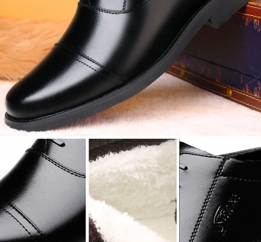 Warm Cozy Mens Ankle Boots - Cap Toe, PU Leather, Winter - Image 3