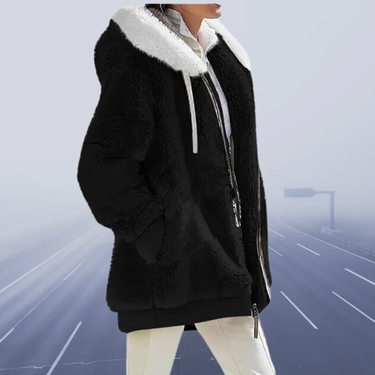 Warm Cozy Women Fleece Hoodie - Oversized, Fleece, Casual - Image 2