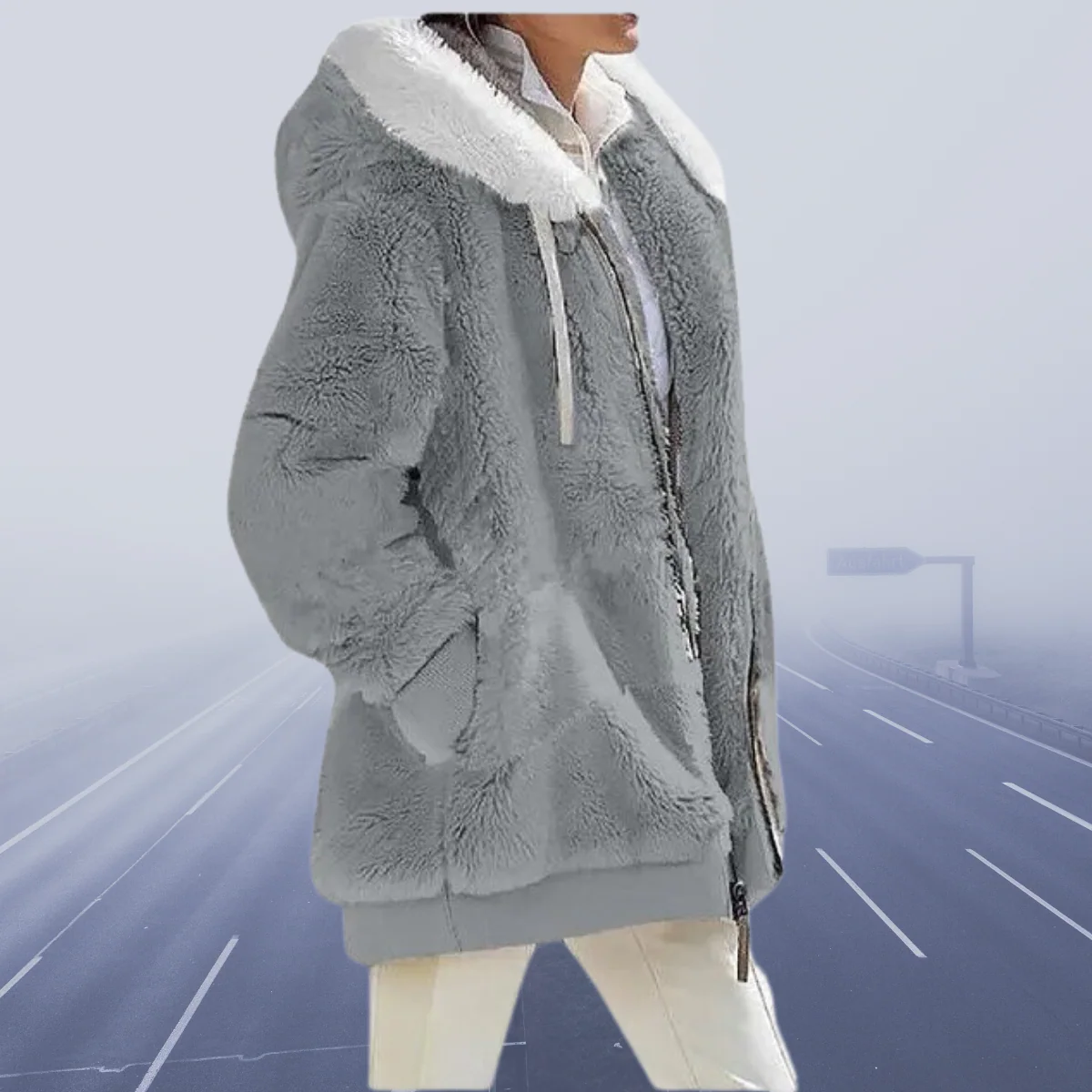 Warm Cozy Women Fleece Hoodie - Oversized, Fleece, Casual - Image 4