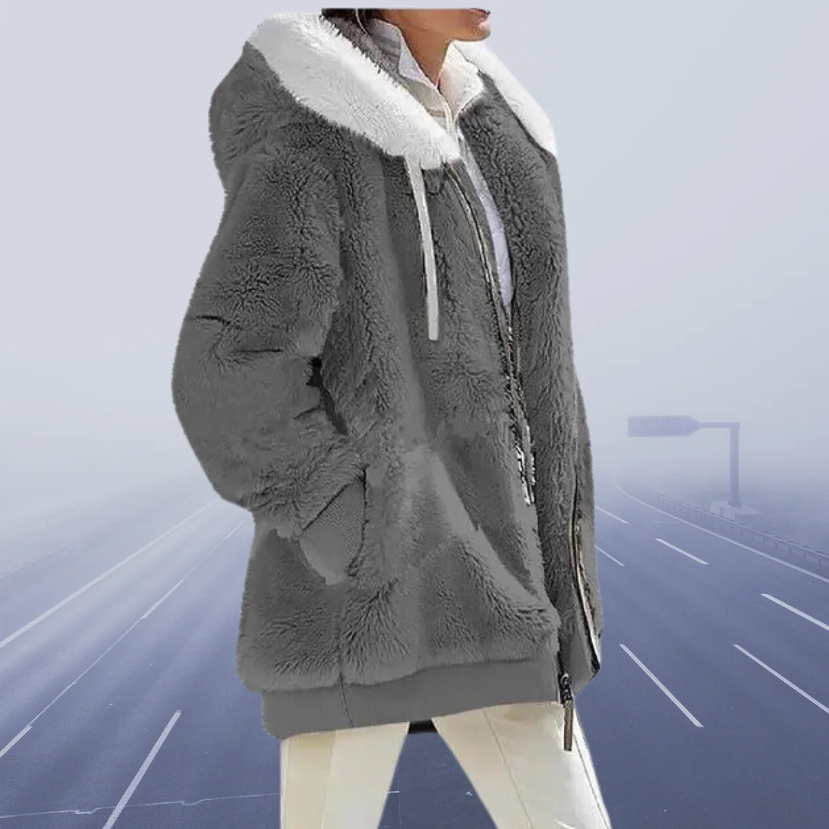 Warm Cozy Women Fleece Hoodie - Oversized, Fleece, Casual - Image 5
