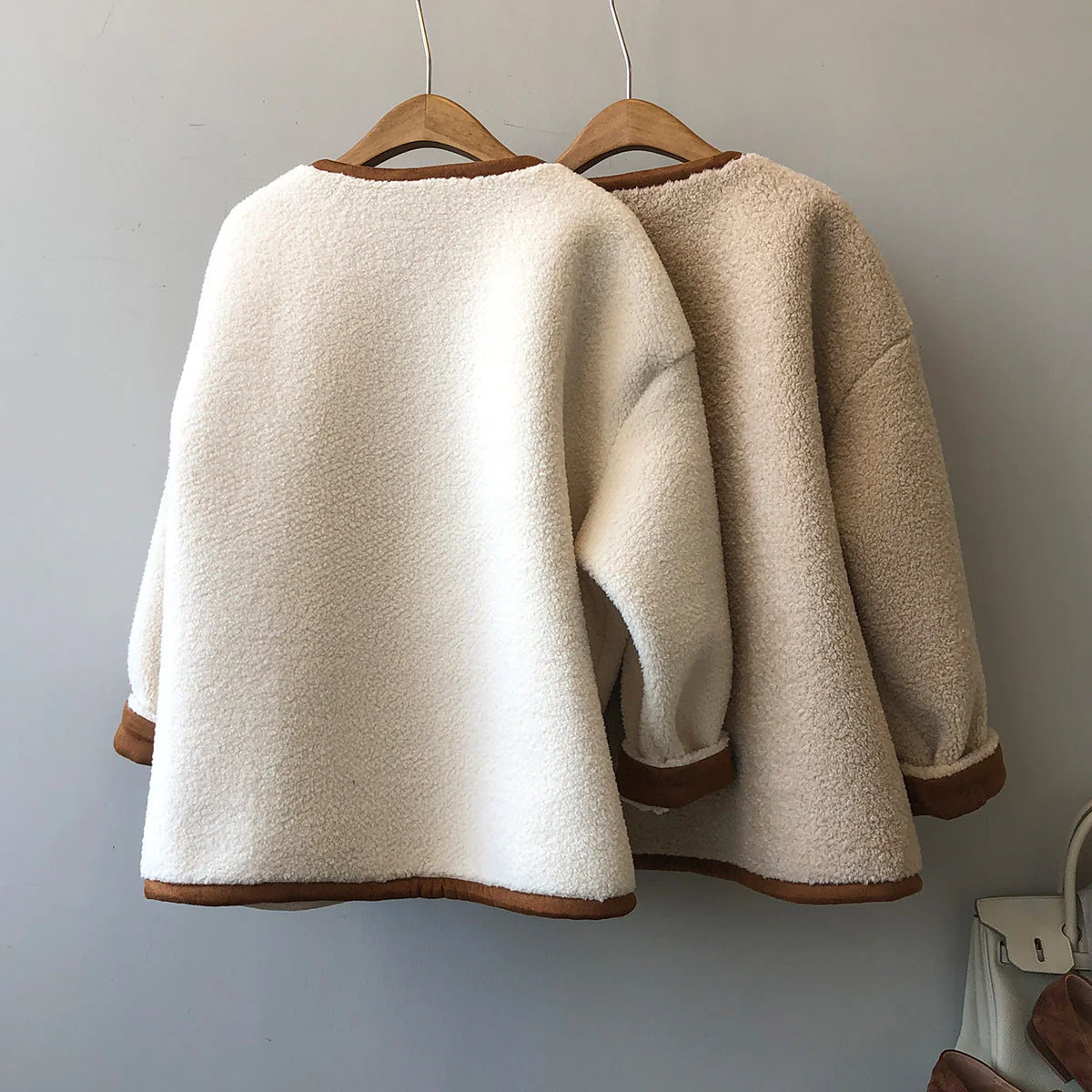 Warm Cozy Women's Fleece Coat - Boxy, Polyester, Winter - Image 4