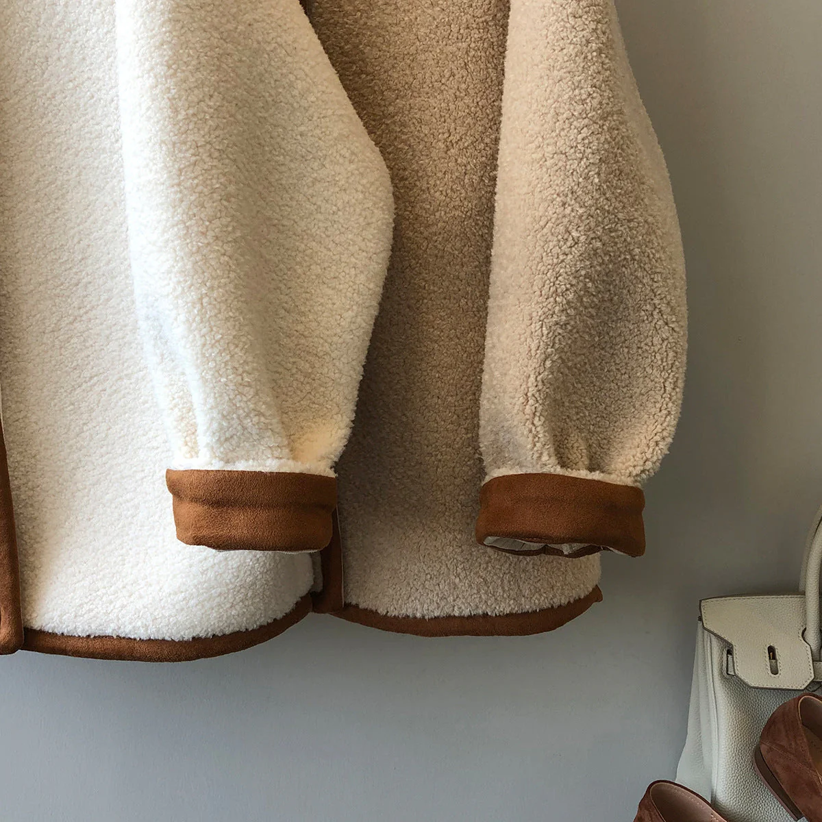 Warm Cozy Women's Fleece Coat - Boxy, Polyester, Winter - Image 7