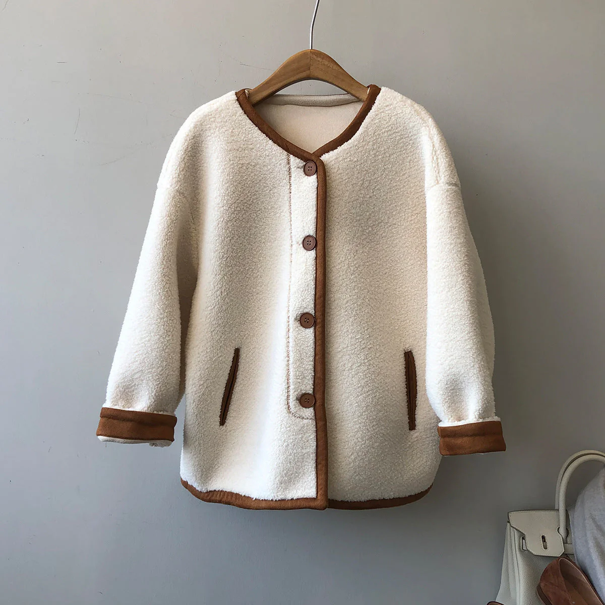 Warm Cozy Women's Fleece Coat - Boxy, Polyester, Winter - Image 8