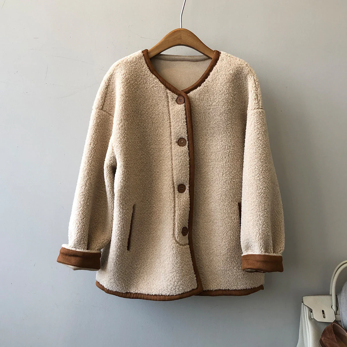 Warm Cozy Women's Fleece Coat - Boxy, Polyester, Winter - Image 9