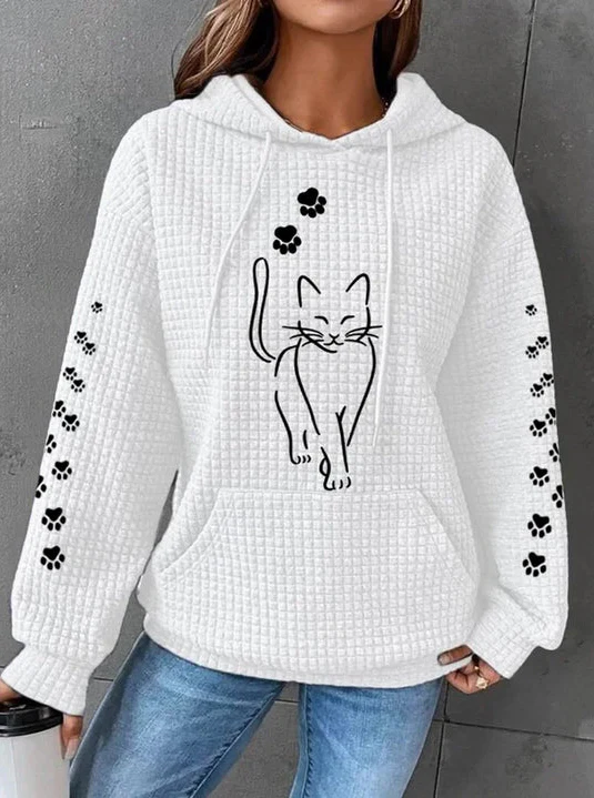 Warm Cozy Women's Hoodie - Oversized Waffle Knit, Casual - Image 2