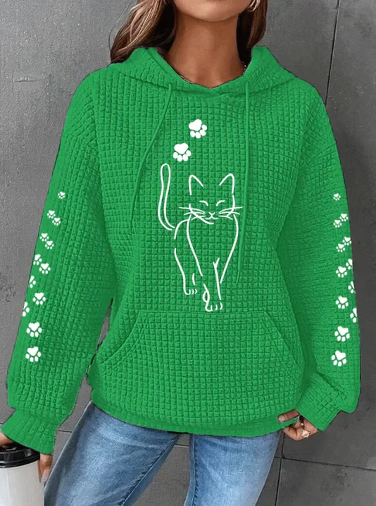 Warm Cozy Women's Hoodie - Oversized Waffle Knit, Casual - Image 5