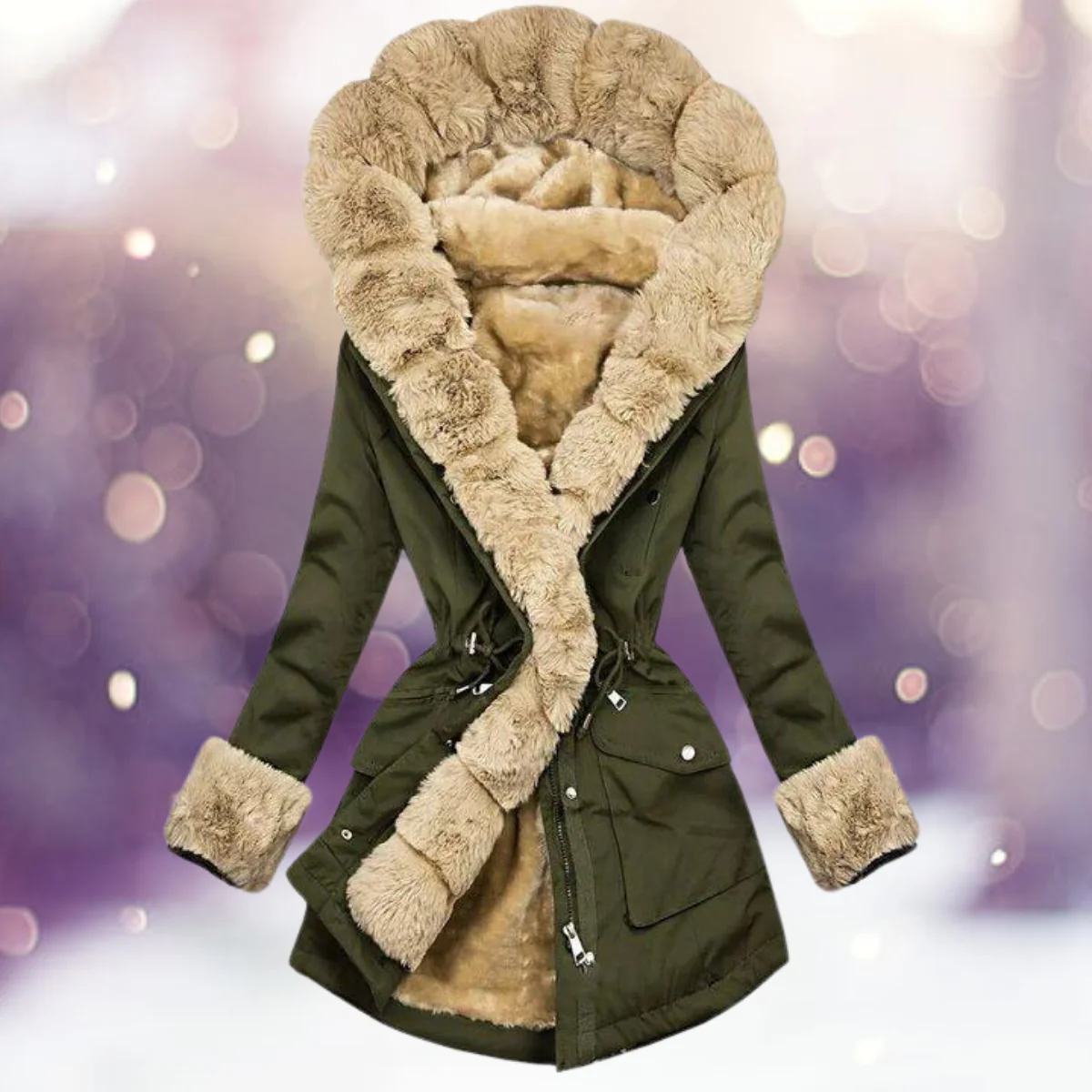 Warm Cozy Women’s Parka - Long Tailored Faux Fur Winter - Image 2
