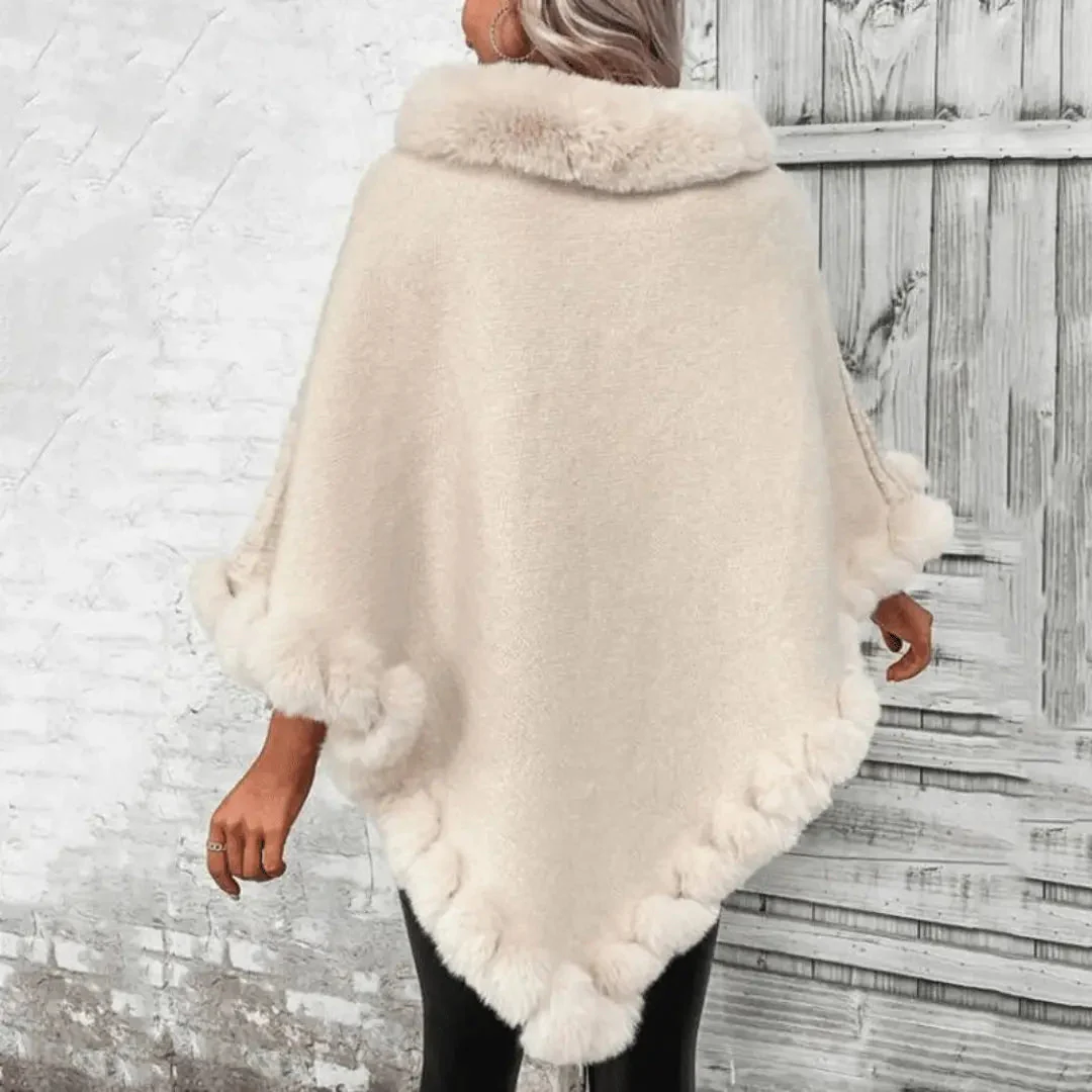 Warm Cozy Women's Poncho - Slouchy Cowl, Acrylic, For Fall - Image 2