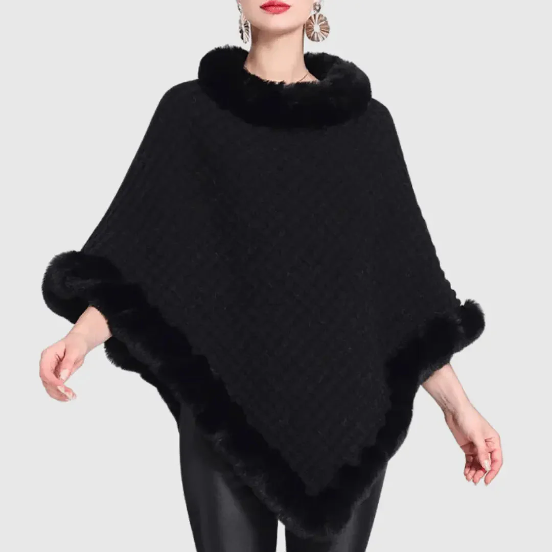 Warm Cozy Women's Poncho - Slouchy Cowl, Acrylic, For Fall - Image 6