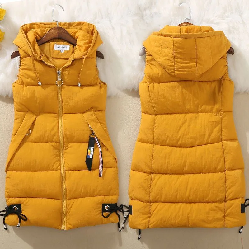 Warm Cozy Women’s Puffer Vest – Long Quilted, Cotton Shell - Image 2